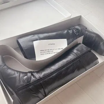 23cm 블랙 천연 가죽 롱 부츠 cavacava 사바사바