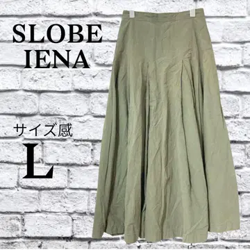 A292 슬로브 이에나 스커트 롱 기장 플레어 카키 마 혼방 심플
