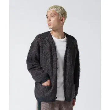 YOKE MIX JACQUARD MOHAIR CARDIGAN