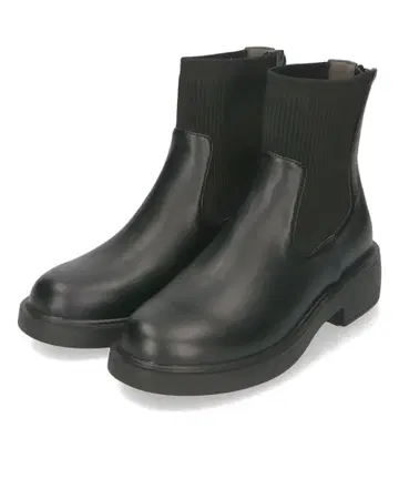 리브 니트 백 지퍼 부츠