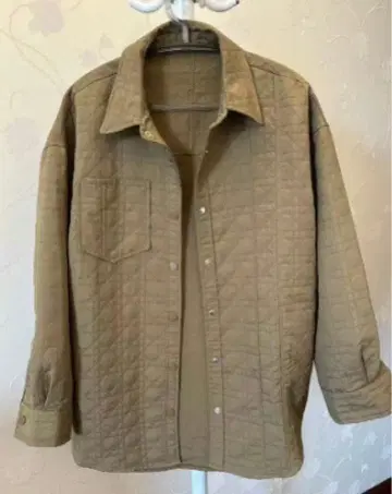 퀼팅 셔츠 자켓 카키 / 스냅