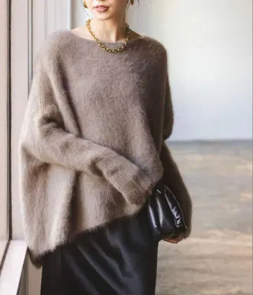 11/15 한정 가격 노블 퍼 니트 와이드 풀오버 긴팔 니트 스웨터