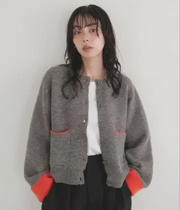 LIAN 알파카 터치 바이컬러 가디건