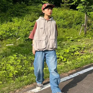 [ wudgeboy ] 하프 나일론 베스트 베이지