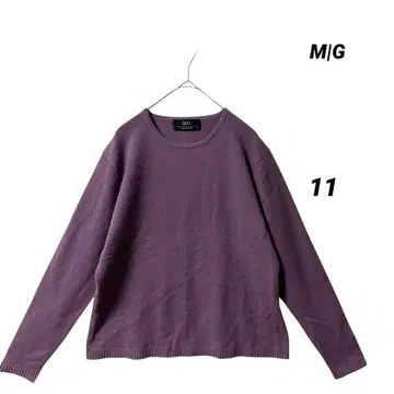 M|G/캐시미어 100% 니트/스웨터/퍼플/ L/크루넥/깔끔
