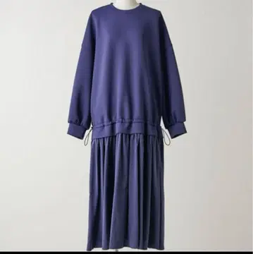 ear PAPILLONNER 맨투맨 절개 원피스 블루