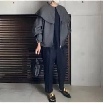 LOHEN 빅칼라 2Way 데님라이크 울 블루종