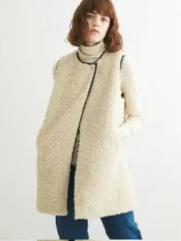 쓰리닷츠 푸들 보아 롱 베스트 아이보리