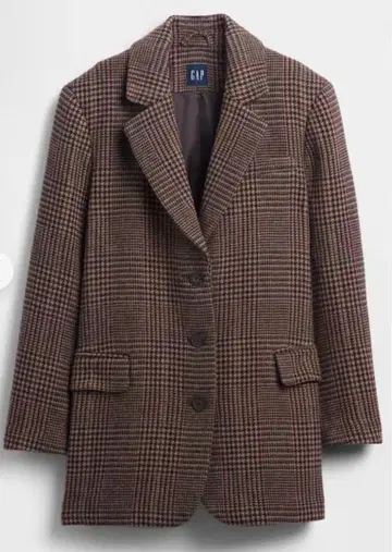 GAP 오버 사이즈 울 블렌드 블레이저 자켓 하운드투스