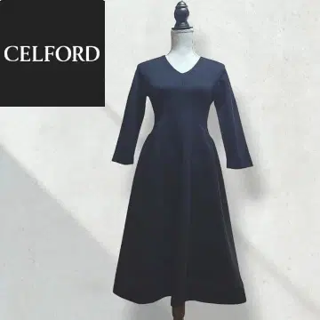 CELFORD 셀포드 V넥 홀가먼트 원피스 블랙