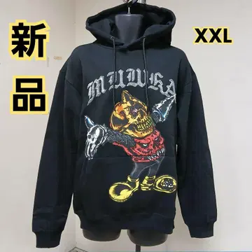 새상품 미사용 MISHKA 맨투맨 후드티 스컬 디자인 블랙