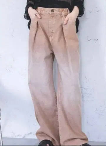 JEANASIS 지나시스 턱 데님 와이드 팬츠 핑크 S 사이즈