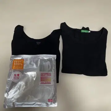 유니클로 히트텍 earth 블랙 셔츠 2장