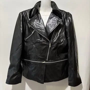 블랙 가죽 라이더 자켓