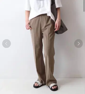 프레임워크 폴리에스테르 울 세미 플레어 팬츠 38 베이지 슬랙스