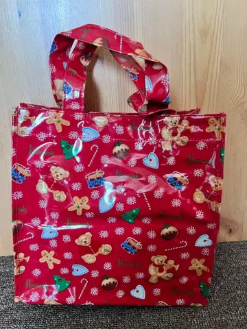 Harrods 토트백 소 크리스마스 빨간색