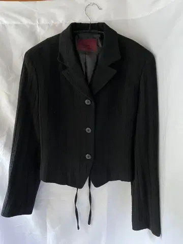 블랙 크롭 레이스업 자켓