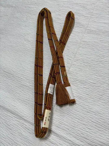 새상품 순수 실크 허리띠 스이란 공방 금 브라운