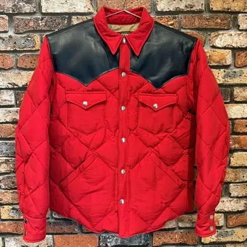 SUGAR CANE 코튼 뉴런 가죽 요크 다운 자켓 레드