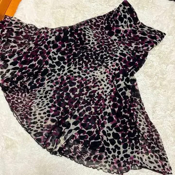 스트레치 스커트 애니멀 무늬 드레이프 풍성