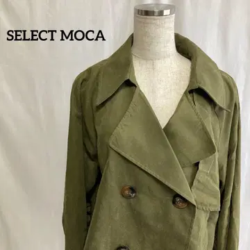 SELECT MOCA 올리브색 스웨이드풍 트렌치코트