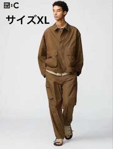 유니클로 C 와이드핏 카고 팬츠 브라운 XL