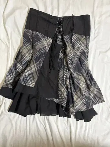 그런지 체크 스커트