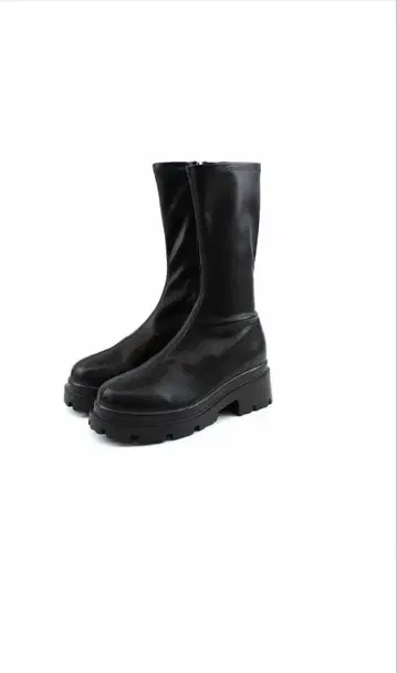 블랙 통굽 스트레치 부츠 미들 기장 S 사이즈