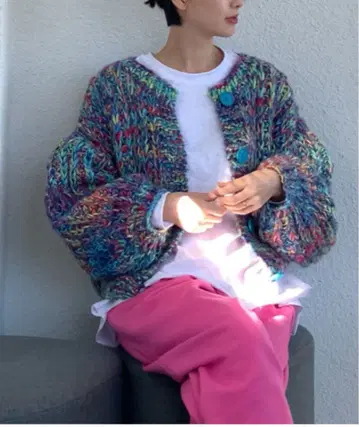 최종 가격 인하 inconnue 손뜨개질 멀티 컬러 니트