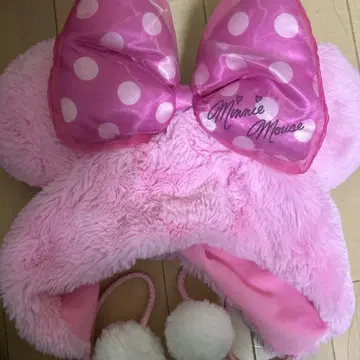 미니 마우스 복슬복슬 모자 핑크