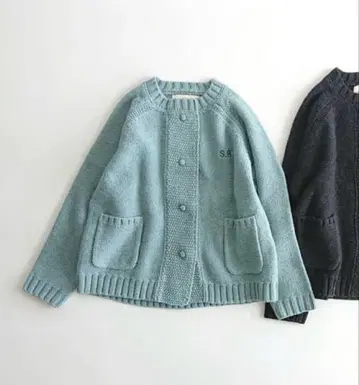 Samansa Mos2 스카이블루 가디건 S.A 자수