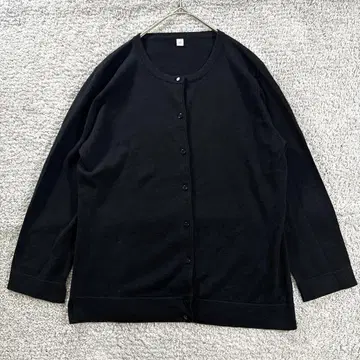 유니클로 니트 가디건 면 혼방 신축 심플 무지 깔끔한 겉옷 블랙 M