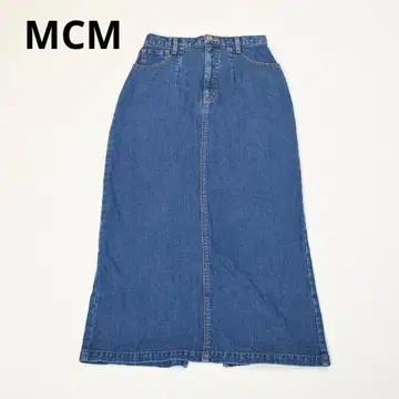 354 MCM 데님 롱 타이트 스커트 블루