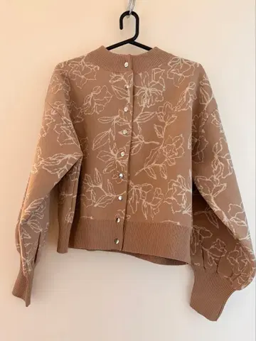 vis 꽃무늬 니트 가디건 베이지