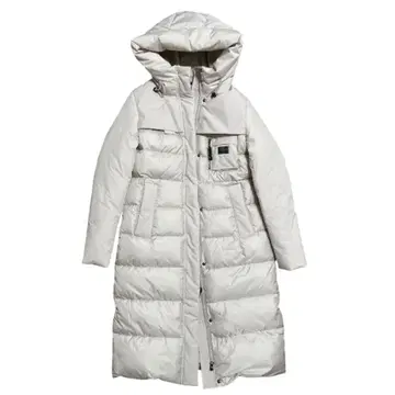 아이보리 후드 부착 롱 다운 자켓