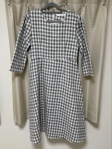 트위드 원피스 하운드투스 화이트 블랙