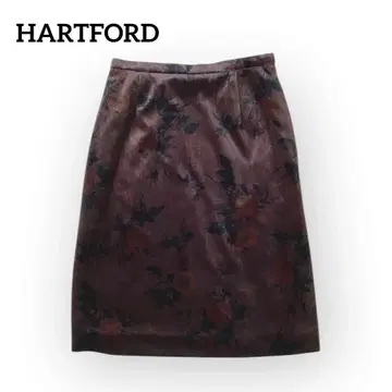 새상품급 하트포드 벨로아 꽃무늬 미니 스커트 [2] 브라운 장미 일본제