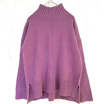 데셍 울 혼방 하이넥 긴팔 니트 스웨터 두꺼운 원단 빅 루즈 1 퍼플