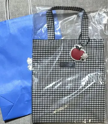 파밀리아 깅엄 체크 토트백 미사용 새상품