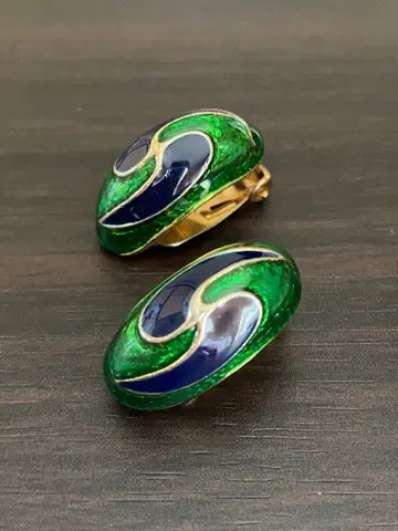 귀찌 빈티지 그린 네이비 블루 골드 레트로