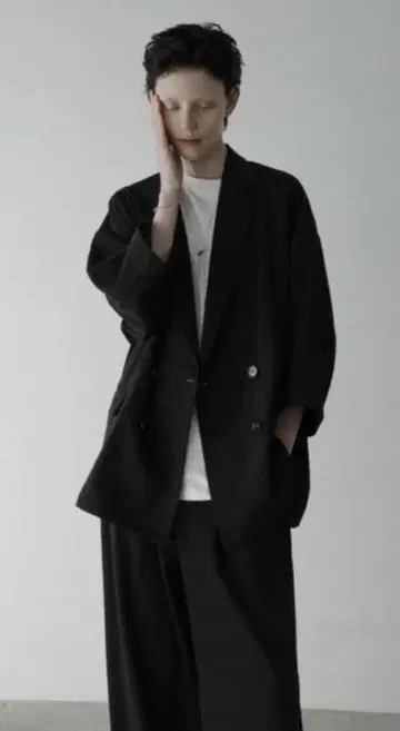 remer 루즈 언노운 더블 테일러드 자켓 (half sleeve)