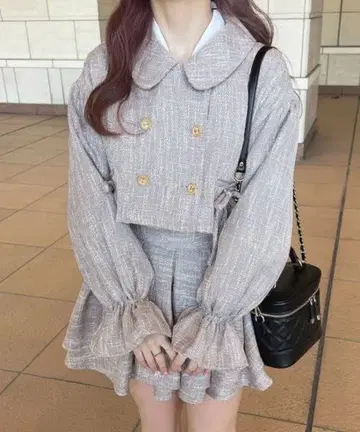 apres jour 트위드 자켓 그레이쉬 베이지