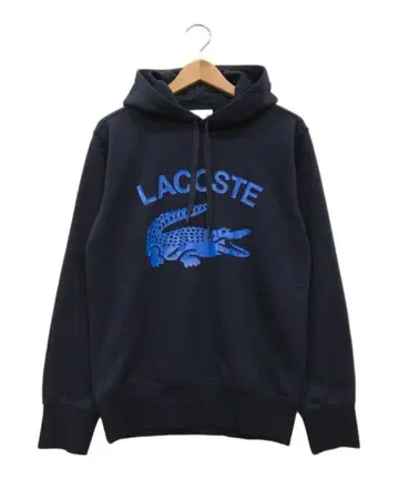 LACOSTE 블랙 후드 부착 후드티