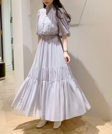 SNIDEL 스나이델 튤 티어드 드레스 롱 원피스