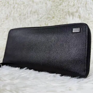 던힐 dunhill 장지갑 라운드 지퍼 가죽 엠보 블랙