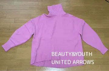 뷰티앤유스 캐시미어 혼방 터틀넥 풀오버 니트 핑크