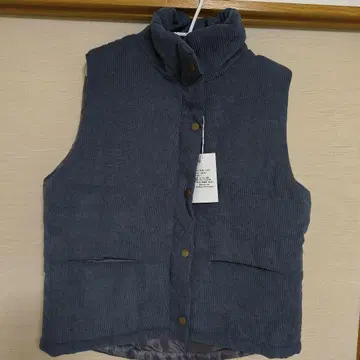 블루 그레이 코듀로이 다운 베스트 새상품