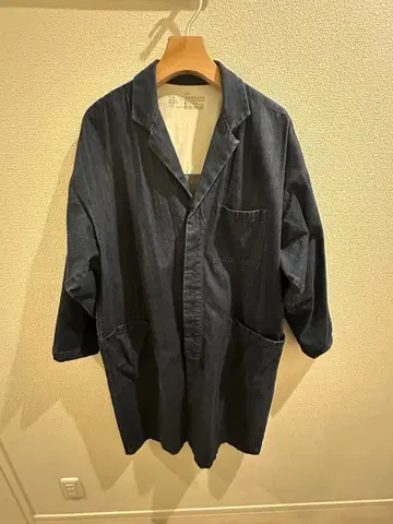 다크 블루 데님 롱 코트 S-M 무인양품