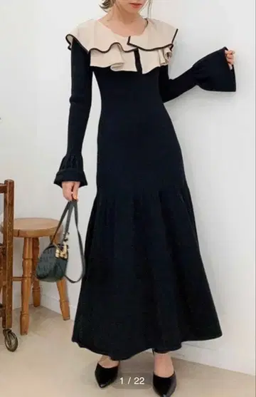 dazzlin 레이어드 바이핑 니트 원피스