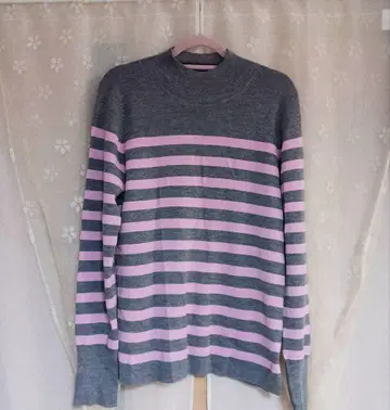 [ 새상품급 ] 비아죠 블루 그레이 니트 페미닌 울 100% M